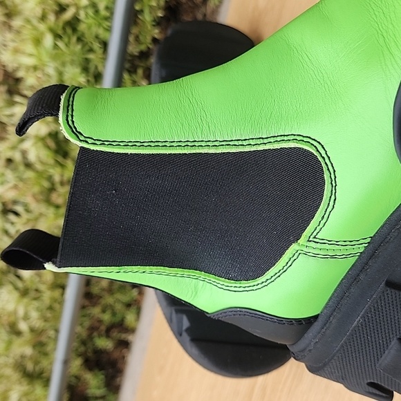 Ganni Lime Green Black Leather Chelsea Boot Size UE 35 MSRP $570 - Picture 14 of 14
